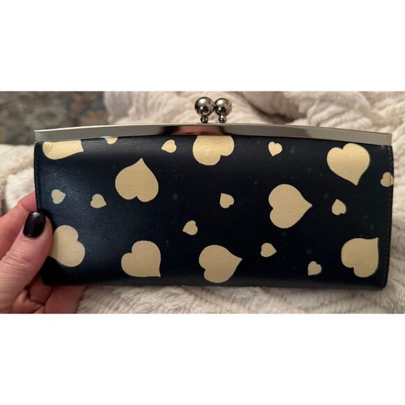 Paul Smith Handbags - PAUL SMITH Rare Black and Yellow Heart Print Kiss Lock Clutch Bag/Long Wallet